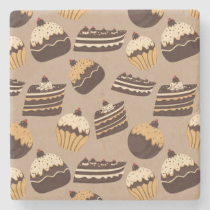Chocolate and pastries pattern 3 stone coaster