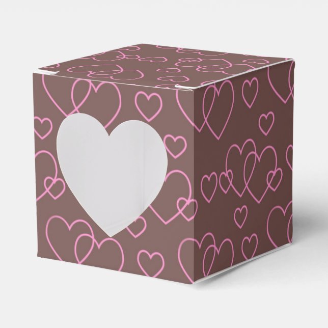 Chocolate And Pink Hearts Favour Box (Front Side)