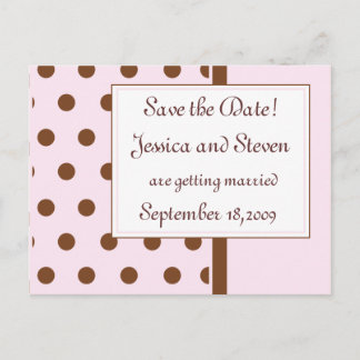 Chocolate and Pink Save the Date! Announcement Postcard