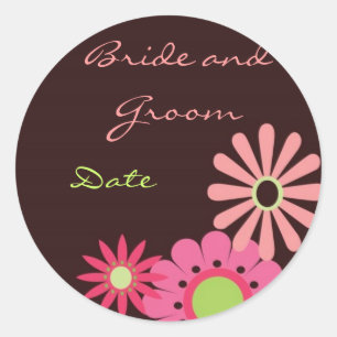 Chocolate and Pink Wedding Sticker