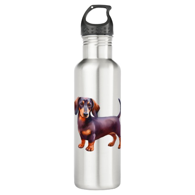 Chocolate and Tan  Cream Dachshund Painting - Wein 710 Ml Water Bottle (Front)
