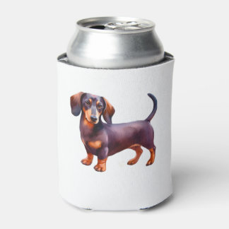 Chocolate and Tan Cream Dachshund Painting - Wein Can Cooler