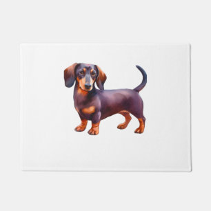 Chocolate and Tan Cream Dachshund Painting - Wein Doormat