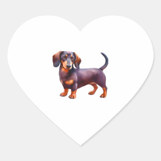 Chocolate and Tan  Cream Dachshund Painting - Wein Heart Sticker