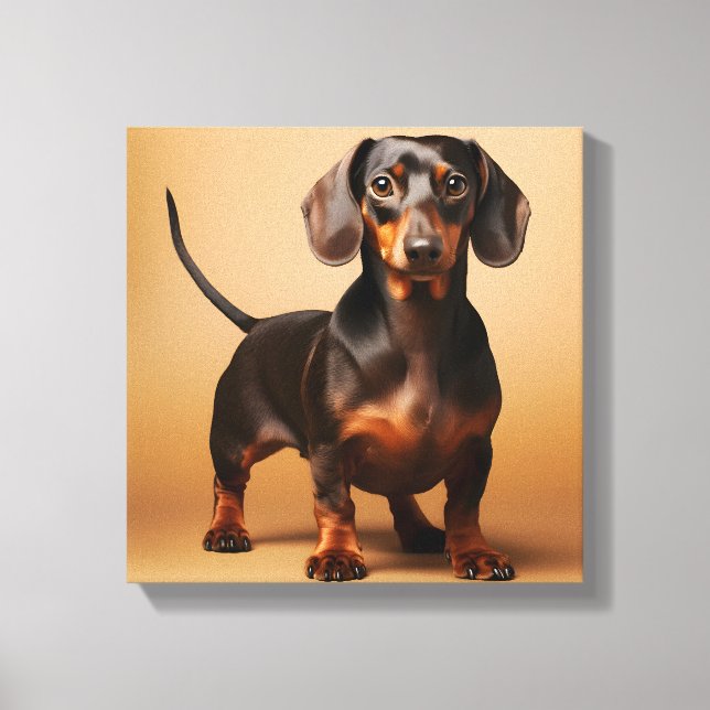 Chocolate and Tan Dachshund Dog Canvas Print (Front)