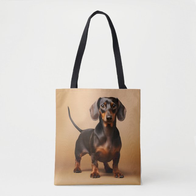 Chocolate and Tan Dachshund Dog Tote Bag (Front)