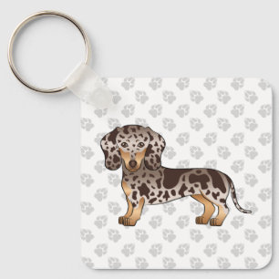 Chocolate And Tan Dapple Short Hair Dachshund Dog Key Ring