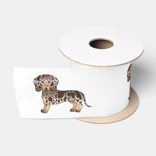 Chocolate And Tan Dapple Short Hair Dachshund Dog Satin Ribbon