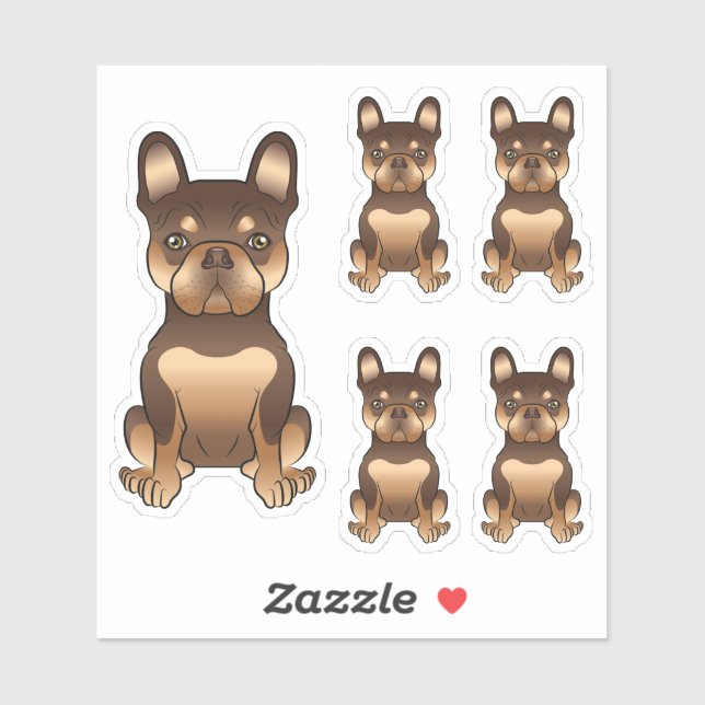 Chocolate And Tan French Bulldog Cute Cartoon Dog (Sheet)