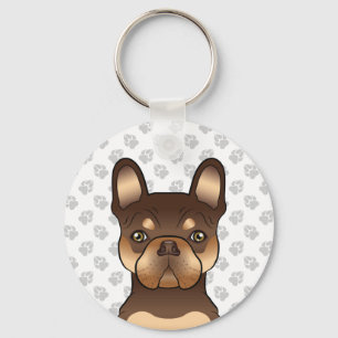 Chocolate And Tan French Bulldog Cute Dog & Paws Key Ring