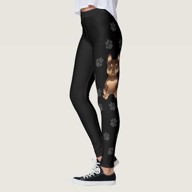 Chocolate And Tan French Bulldog / Frenchie & Paws Leggings (Left)