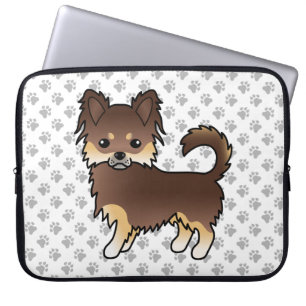 Chocolate And Tan Long Coat Chihuahua Dog & Paws Laptop Sleeve