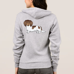 Chocolate And Tan Piebald Long Hair Dachshund Dog Hoodie