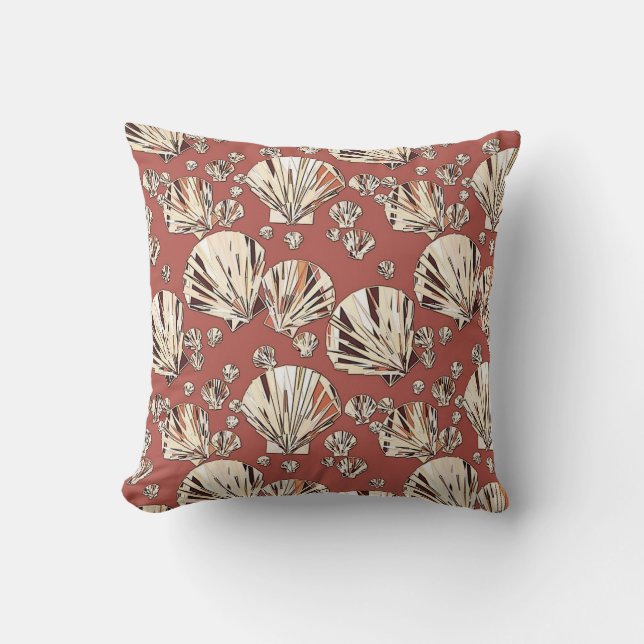 Chocolate and tan sea shells, chocolate background cushion (Front)