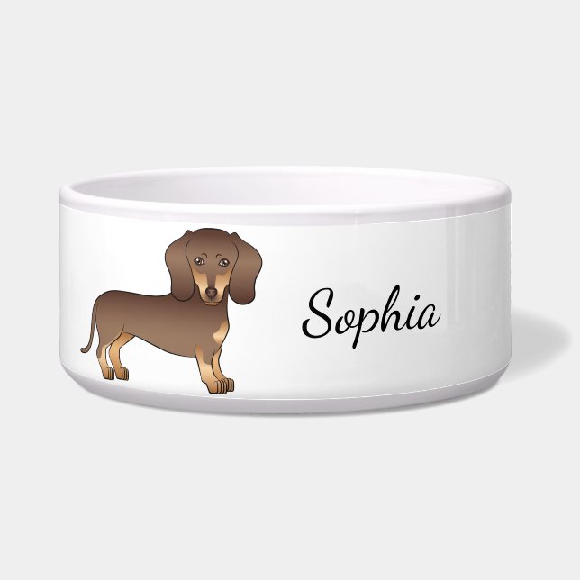 Chocolate And Tan Short Hair Dachshund & Name (Front)