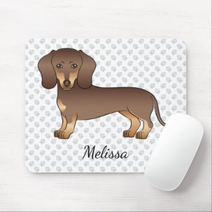 Chocolate And Tan Short Hair Dachshund & Name Mouse Mat