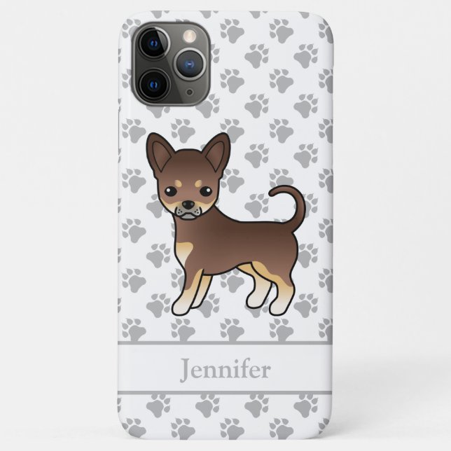 Chocolate And Tan Smooth Coat Chihuahua Dog & Name Case-Mate iPhone Case (Back)