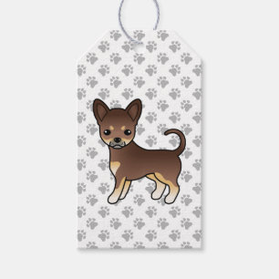 Chocolate And Tan Smooth Coat Chihuahua Dog & Paws Gift Tags