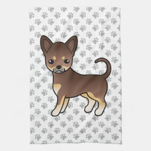 Chocolate And Tan Smooth Coat Chihuahua Dog & Paws Tea Towel