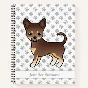 Chocolate And Tan Smooth Coat Chihuahua Dog & Text Notebook