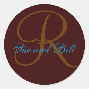 Chocolate and Teal First Names Monogram Seal