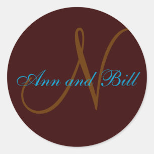 Chocolate and Teal First Names Monogram Seal