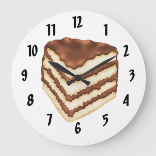 Chocolate and White Cake Large Clock