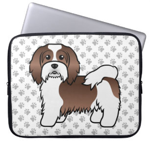 Chocolate And White Havanese Cute Cartoon Dog Laptop Sleeve
