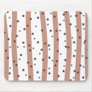 Chocolate and White Stripes with Stars Pattern Mouse Mat