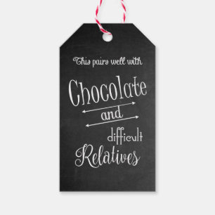 Chocolate And Wine Bottle Party Gift Tag