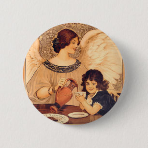 Chocolate Angel French Antique 6 Cm Round Badge