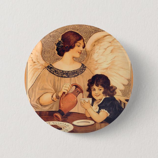 Chocolate Angel French Antique 6 Cm Round Badge (Front)