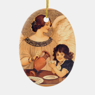 Chocolate Angel French Antique Ceramic Tree Decoration