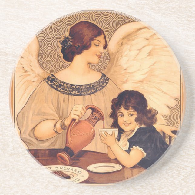 Chocolate Angel French Antique Coaster (Front)