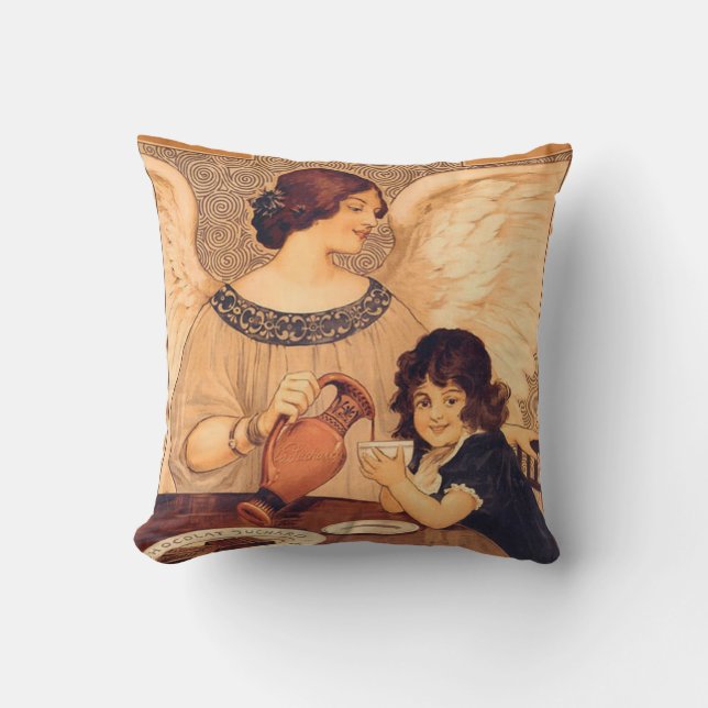 Chocolate Angel French Antique Cushion (Front)