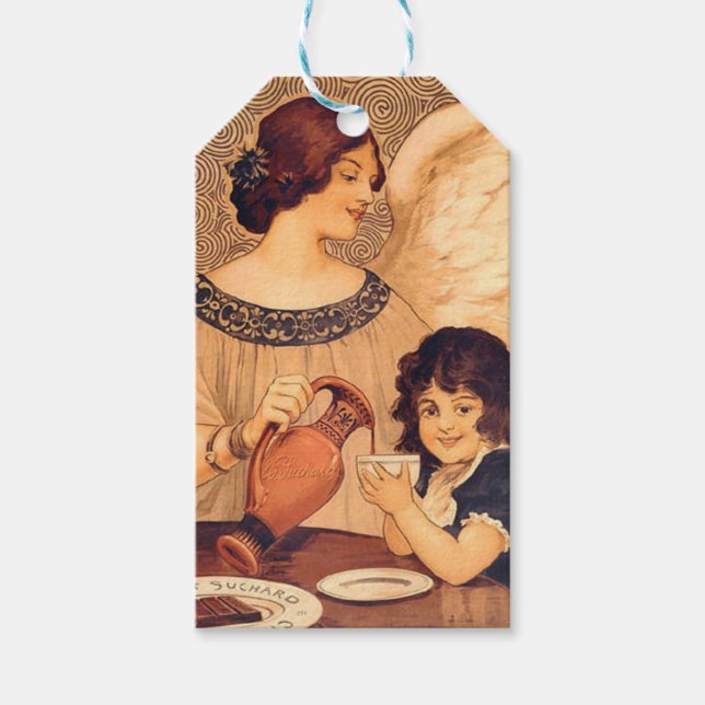 Chocolate Angel French Antique Gift Tags (Front)
