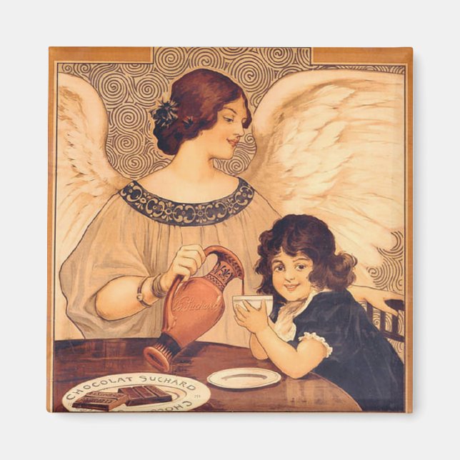 Chocolate Angel French Antique Magnet (Front)
