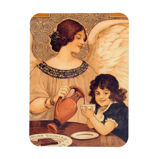 Chocolate Angel French Antique Magnet (Vertical)