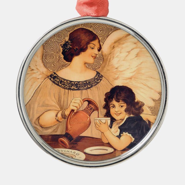 Chocolate Angel French Antique Metal Tree Decoration (Front)