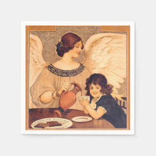 Chocolate Angel French Antique Napkin