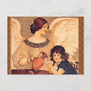 Chocolate Angel French Antique Postcard