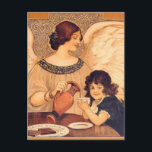 Chocolate Angel French Antique Postcard<br><div class="desc">Hot Chocolate Angel Antique Illustration - This beautiful angel is pouring the best chocolate candy for a vintage girl. The image is antique advertising for French Chocolate. An old-fashioned angel pouring wonderful chocolate for a child. This is the perfect gift for a vintage chocolate lover, whether the chocolate is in...</div>