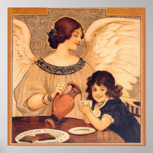 Chocolate Angel French Antique Poster