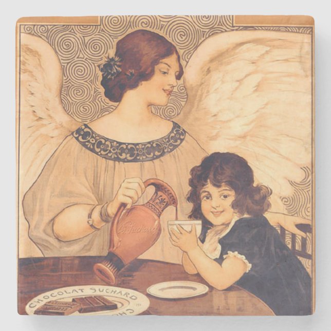 Chocolate Angel French Antique Stone Coaster (Front)