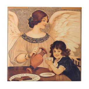 Chocolate Angel French Antique Tile