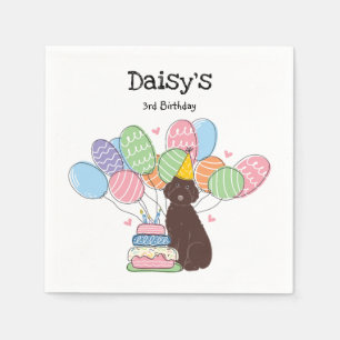 Chocolate Aussiedoodle Dog Birthday Party Paper  Napkin