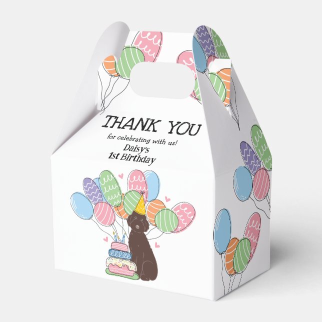 Chocolate Aussiedoodle Dog Birthday Thank You  Favour Box (Front Side)