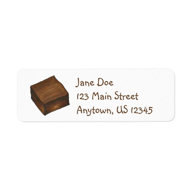 Chocolate Bake Sale Brownie Square Address Labels (Front)