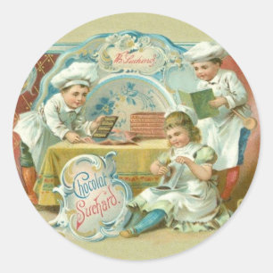 Chocolate Bakers Antique Classic Round Sticker