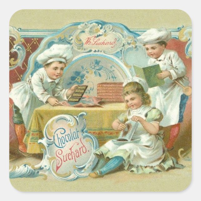 Chocolate Bakers Antique Square Sticker (Front)